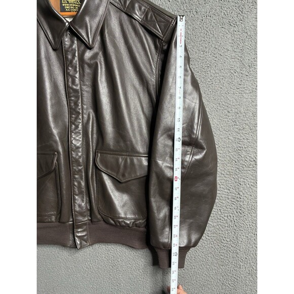 VTG US Wings USAAF A-2 Brown Horsehide Leather Bomber USA Jacket Size 46 XL - Picture 10 of 13